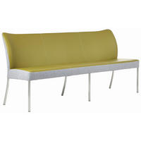 SITZBANK 240/89/65 cm Kombination Echtleder/Stoff Grau, Grün, Edelstahlfarben Metall  - Edelstahlfarben/Grau, Design, Leder/Textil (240/89/65cm) - Bert Plantagie