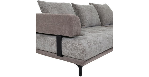 ECKSOFA in Flachgewebe Braun 263/195 cm - Schwarz/Braun, KONVENTIONELL, Textil/Metall (263/195cm) - Carryhome
