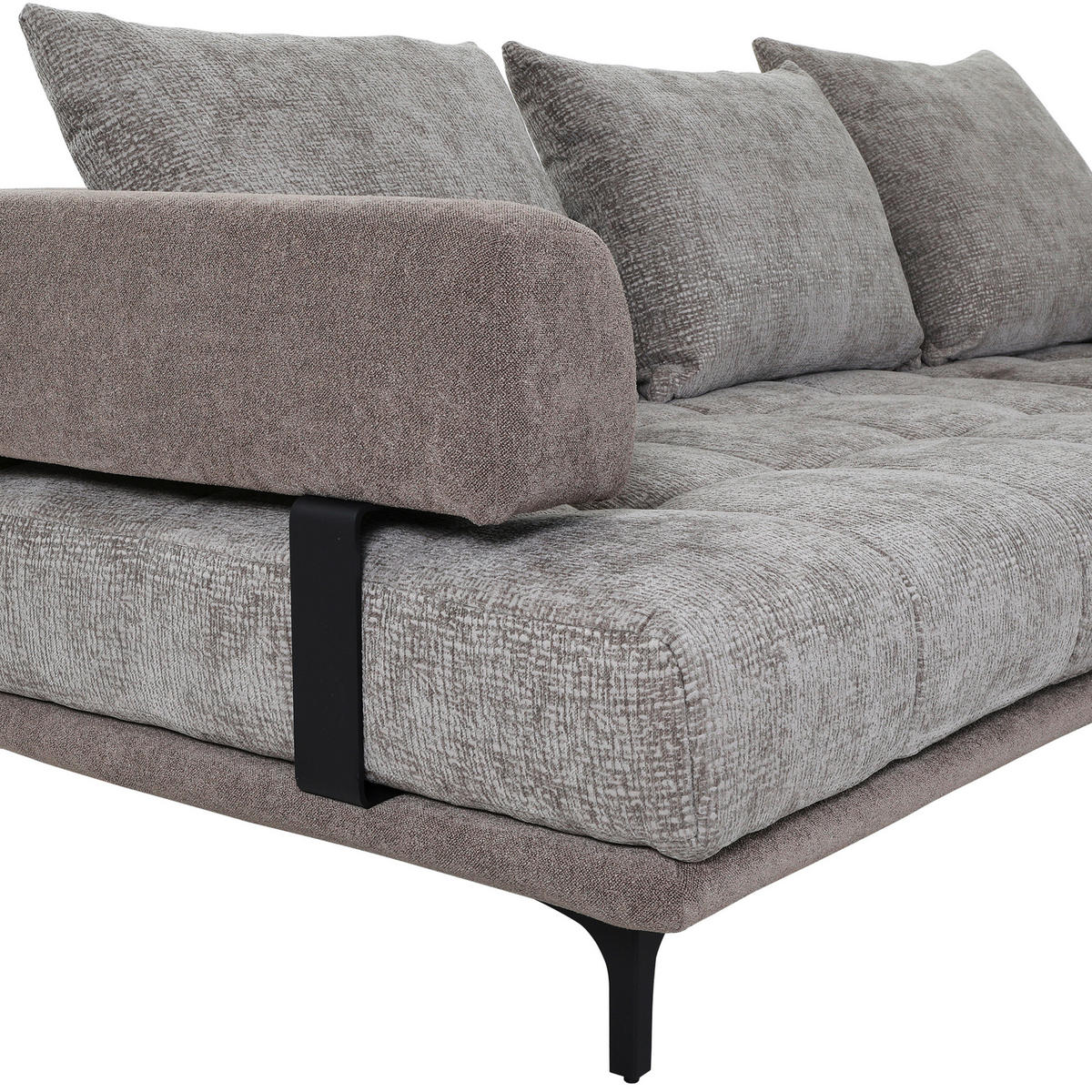 ECKSOFA in Flachgewebe Braun  - Schwarz/Braun, Konventionell, Textil/Metall (263/195cm) - Carryhome