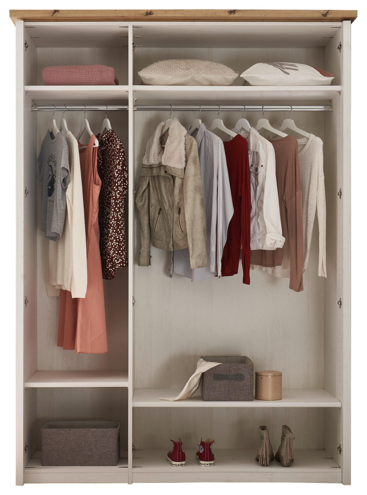 DREHTÜRENSCHRANK Weiss, Eichefarben  - Weiss/Eichefarben, Lifestyle, Holzwerkstoff/Metall (164/224/60cm) - Landscape