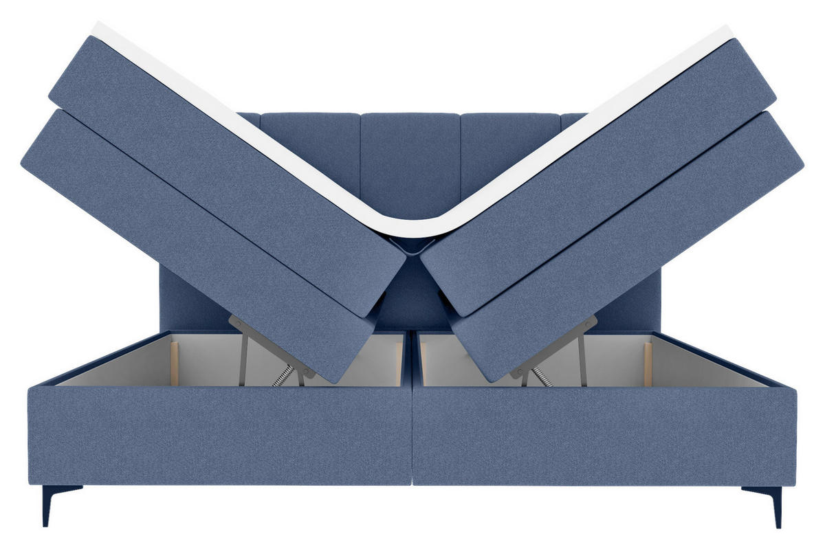 BOXSPRINGBETT 180/200 cm  in Blau  - Blau/Schwarz, KONVENTIONELL, Textil/Metall (180/200cm) - Boxxx