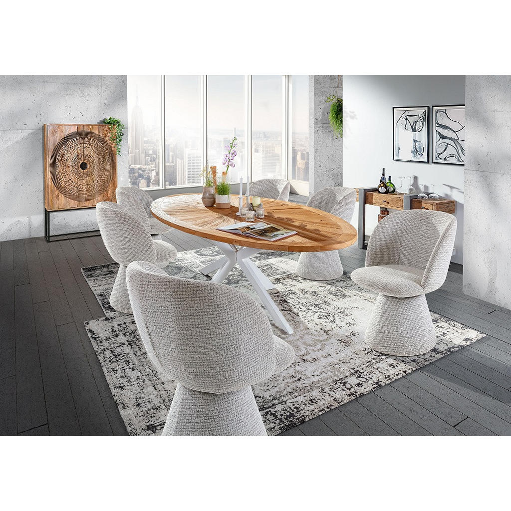 Thumbnail - home24 Stuhl, Graublau, Textil, Sockel, 58x85x57 cm, Esszimmer, Stühle, Esszimmerstühle