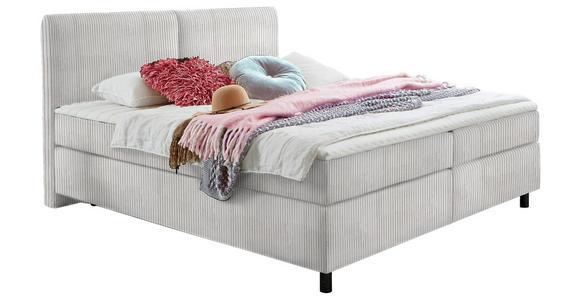 BOXSPRINGBETT 160/200 cm in Hellgrau - Hellgrau/Schwarz, KONVENTIONELL, Kunststoff/Textil (160/200cm) - Hom`in