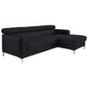 ECKSOFA in Echtleder Schwarz  - Chromfarben/Schwarz, Design, Leder/Metall (226/169cm) - Livetastic