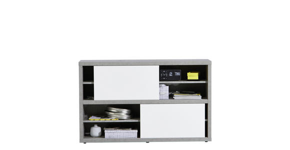 REGAL Grau, Weiß Hochglanz - Weiß Hochglanz/Grau, Design, Holzwerkstoff (140/87/35,6cm) - Carryhome