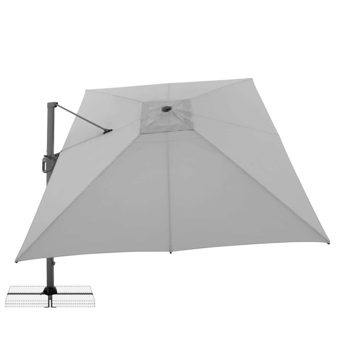 AMPELSCHIRM 300 x 400 cm Hellgrau  - Anthrazit/Hellgrau, Basics, Textil/Metall (400/300cm) - Doppler