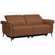 3-SITZER-SOFA  in Echtleder Cognac   - Cognac/Schwarz, Design, Leder/Metall (210/79/104cm) - Belluti