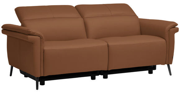 3-SITZER-SOFA  in Echtleder Cognac   - Cognac/Schwarz, Design, Leder/Metall (210/79/104cm) - Belluti