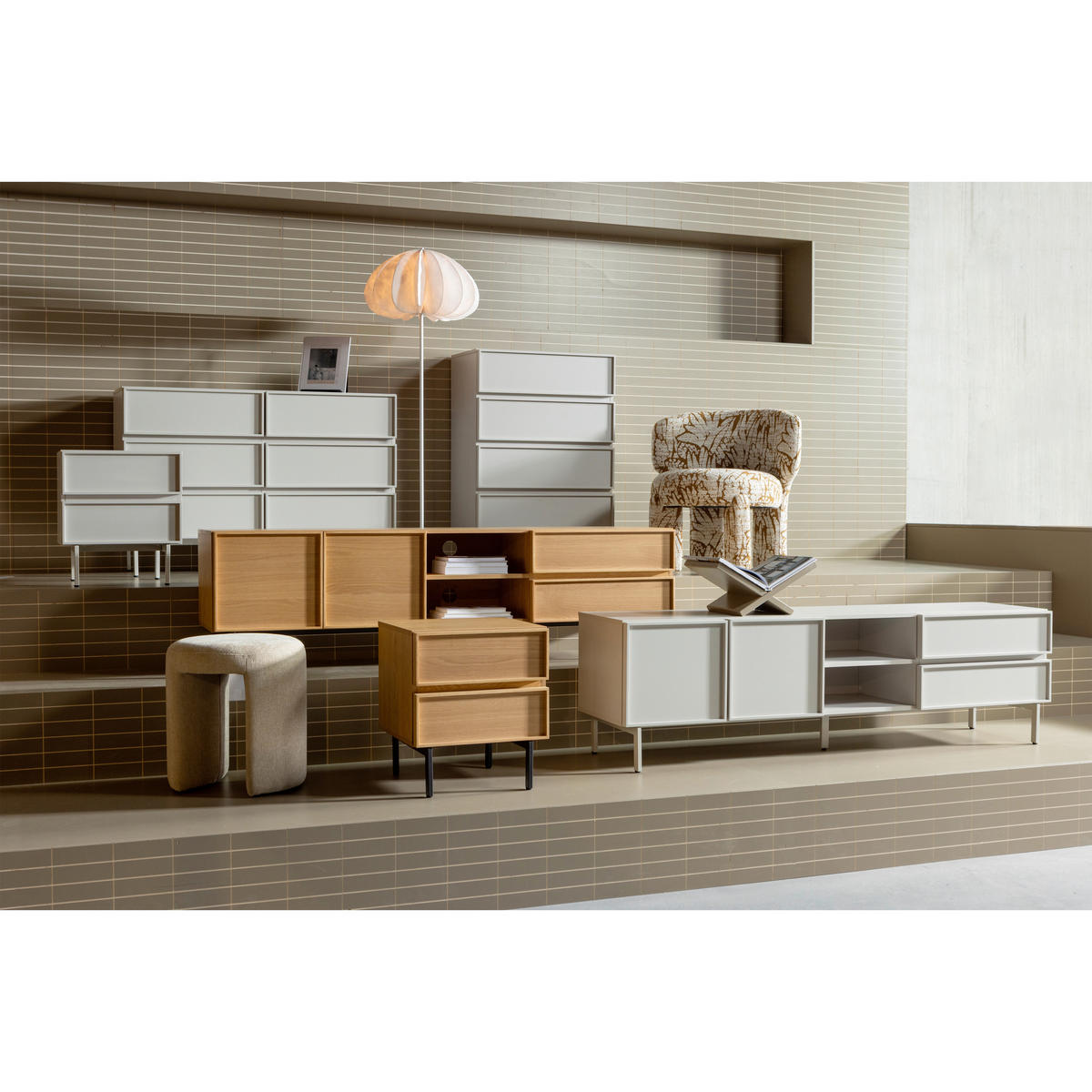 LOWBOARD TOURS 180/51/42 cm 2 Schublade(n) stehend  - Schwarz/Naturfarben, Design, Holzwerkstoff/Metall (180/51/42cm) - Livetastic