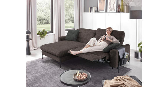 ECKSOFA in Flachgewebe Graubraun  - Graubraun/Schwarz, Design, Textil/Metall (191/252cm) - Dieter Knoll