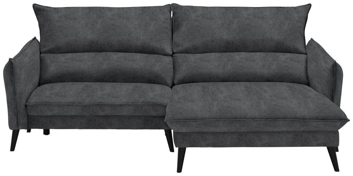 ECKSOFA in Velours Anthrazit  238/170 cm  - Anthrazit/Schwarz, Design, Holz/Textil (238/170cm) - Carryhome