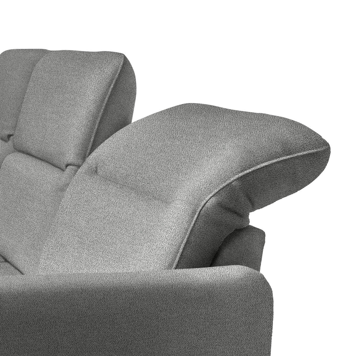 ECKSOFA Grau Flachgewebe  - Schwarz/Grau, KONVENTIONELL, Textil/Metall (190/254cm) - Livetastic