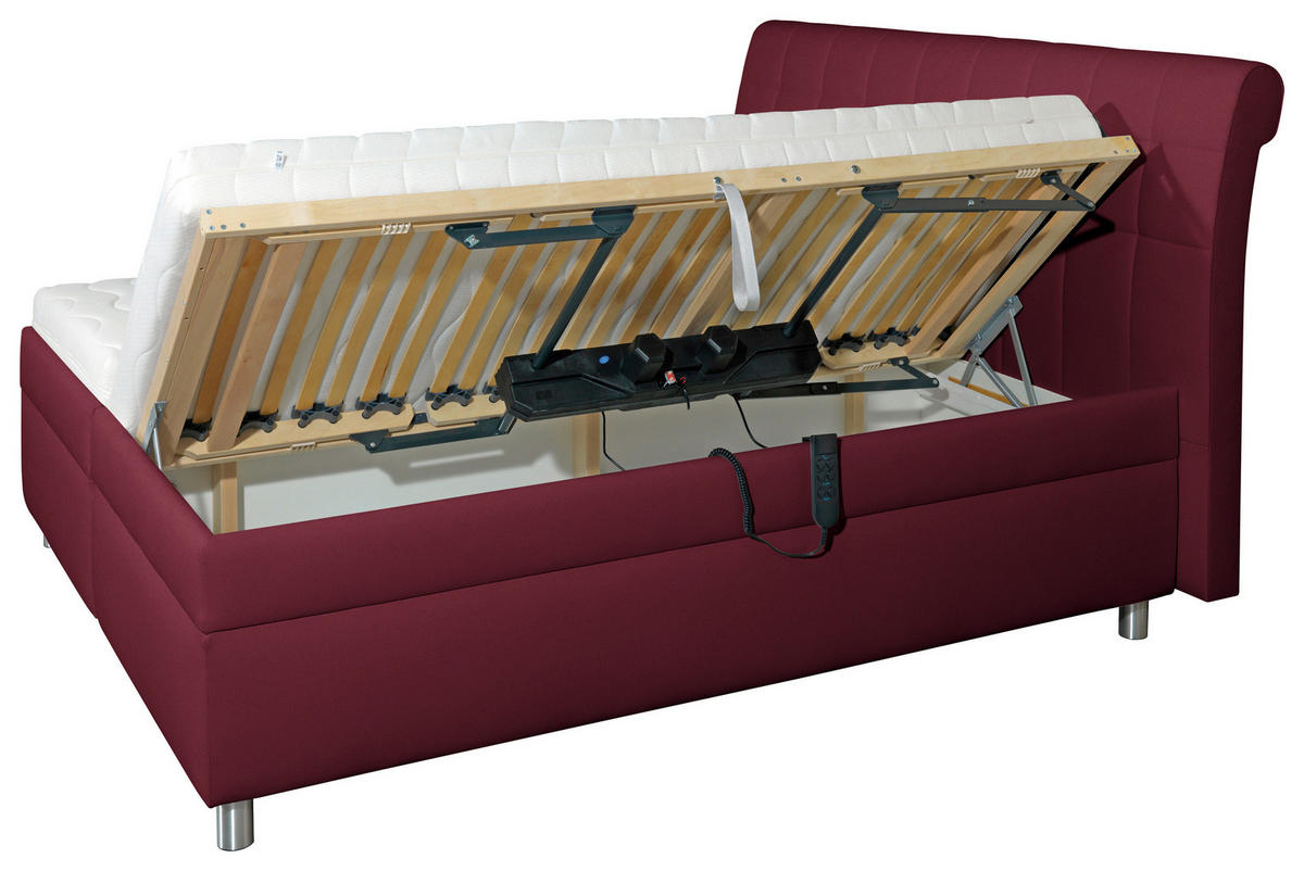 POLSTERBETT 160/200 cm  Rot  - Weiss/Silberfarben, Konventionell, Holz/Textil (160/200cm) - Esposa