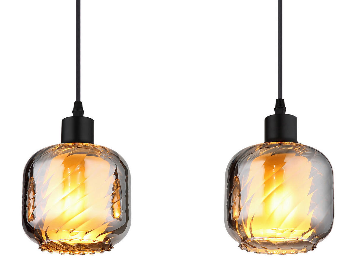 HÄNGELEUCHTE XIA 89/14/120 cm  - Klar/Schwarz, Design, Glas/Kunststoff (89/14/120cm) - Globo
