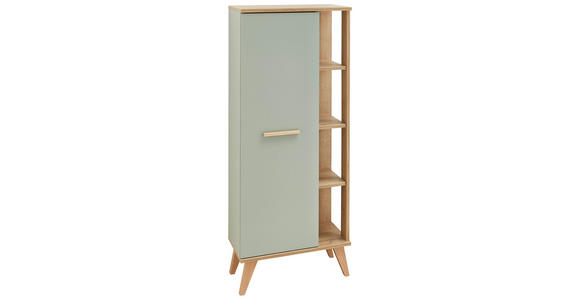 MIDISCHRANK 50,5/128/33 cm  - Eichefarben/Pastellgrün, ROMANTIK / LANDHAUS, Glas/Holzwerkstoff (50,5/128/33cm) - Xora