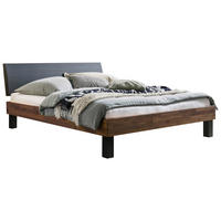 BETT 140/200 cm  Anthrazit, Nussbaumfarben   - Anthrazit/Nussbaumfarben, Natur, Holz/Textil (140/200cm) - Hasena