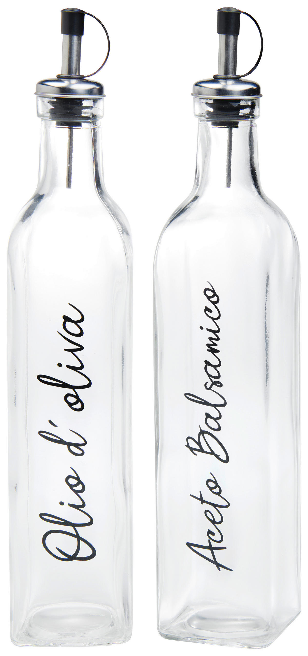 ESSIG-/ÖLFLASCHE - Transparent/Silberfarben, Basics, Glas (500ml)