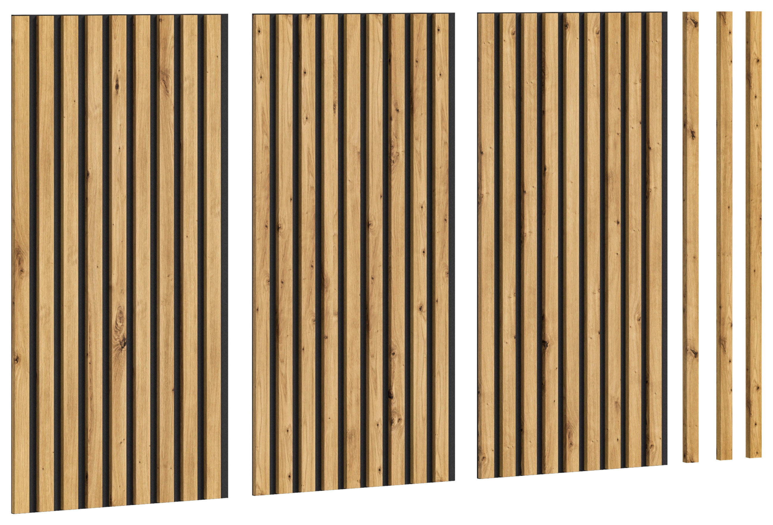 AKUSTIKPANEEL 40/80/2 cm 3 Stück  - Eiche Artisan, Basics, Holzwerkstoff/Textil (40/80/2cm) - MID.YOU
