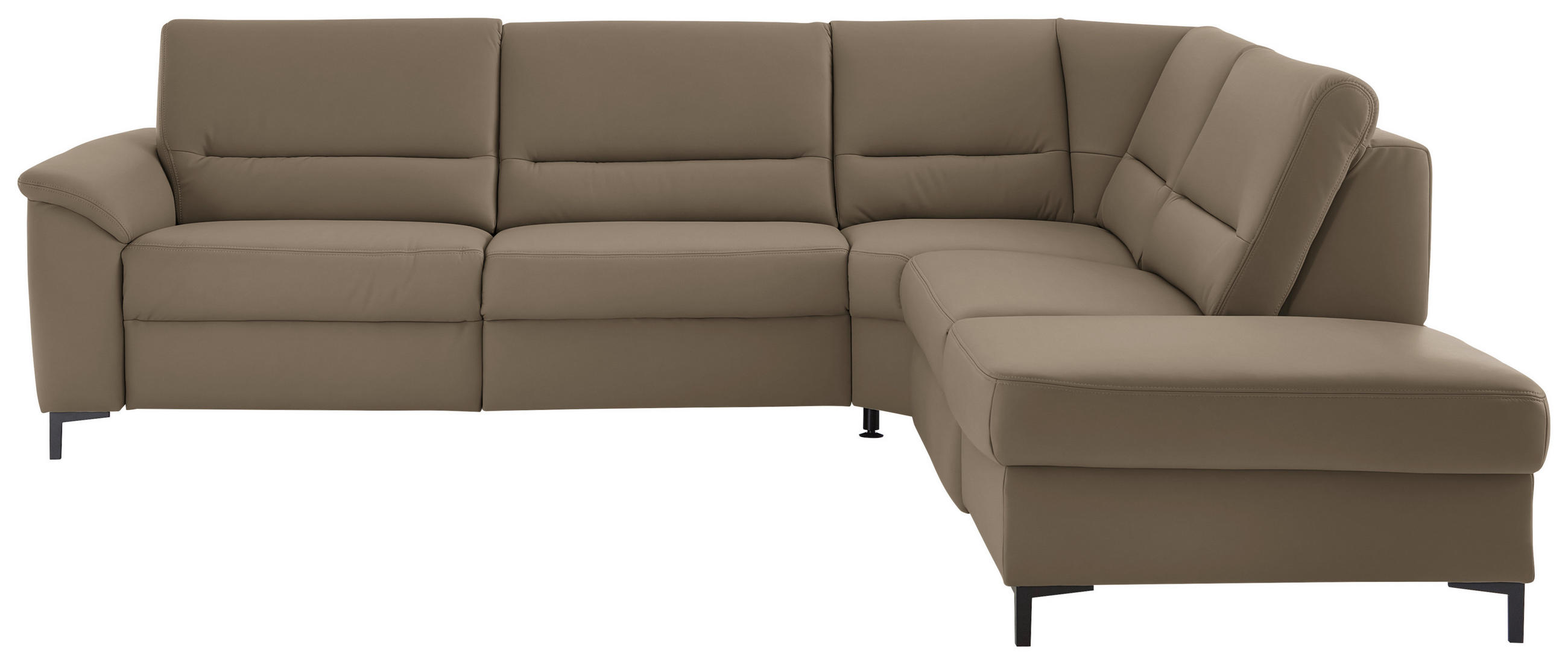 ECKSOFA  in Echtleder Graubraun  290/249 cm  - Graubraun/Schwarz, KONVENTIONELL, Leder/Metall (290/249cm) - Beldomo Premium