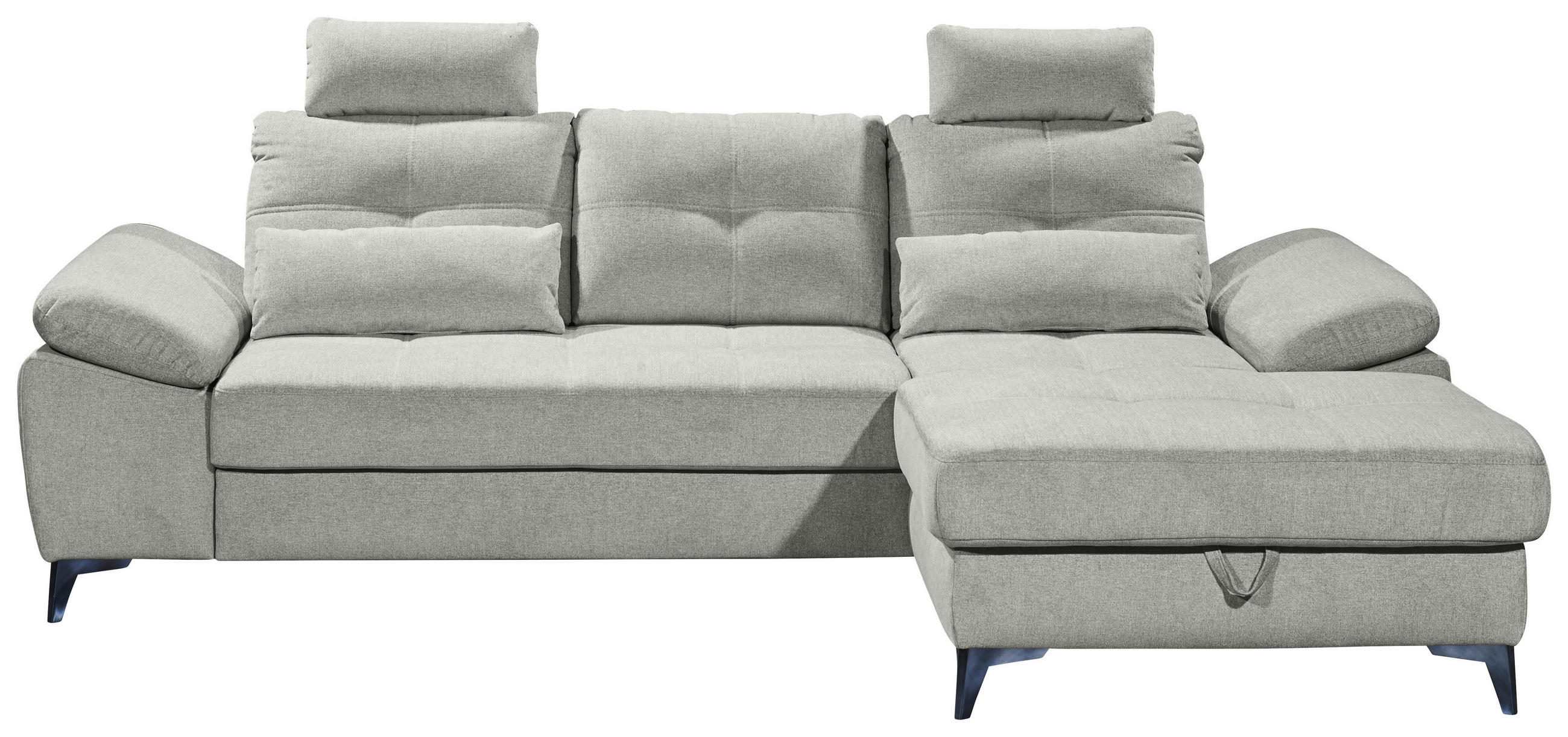 ECKSOFA Hellgrau Mikrovelours  - Chromfarben/Hellgrau, KONVENTIONELL, Kunststoff/Textil (270/170cm) - Carryhome