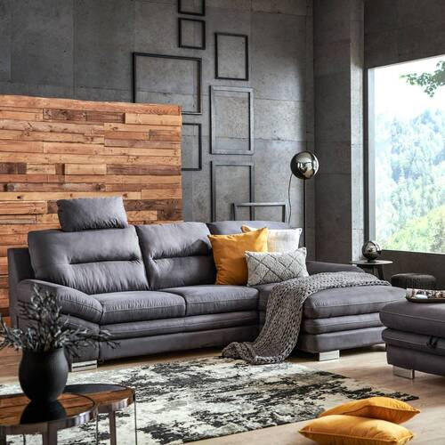 SEDEŽNA GARNITURA, mikrovlakna antracit  - barve kroma/antracit, Design, tekstil (270/166cm) - Stylife