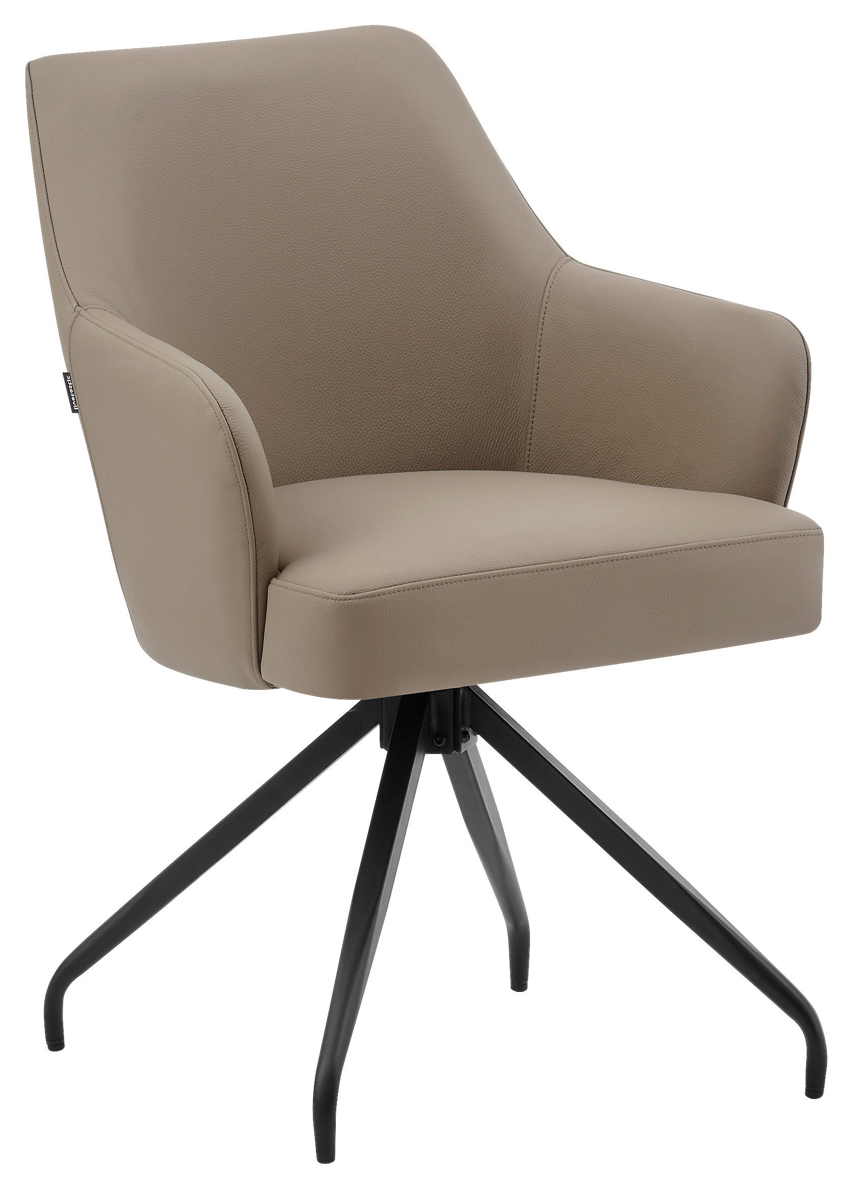 STOLICA S NASLONOM ZA RUKE  crna, taupe  drvo, metal, koža      - crna/taupe, Moderno, koža/drvo (57,5/83,5/63cm) - Livetastic