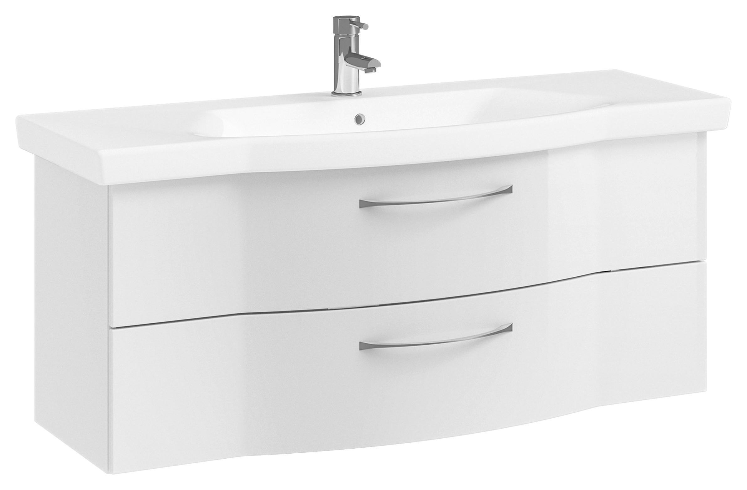 WASCHTISCHKOMBI 122 cm  - Chromfarben/Weiß Hochglanz, KONVENTIONELL, Keramik/Holzwerkstoff (122cm) - Pelipal