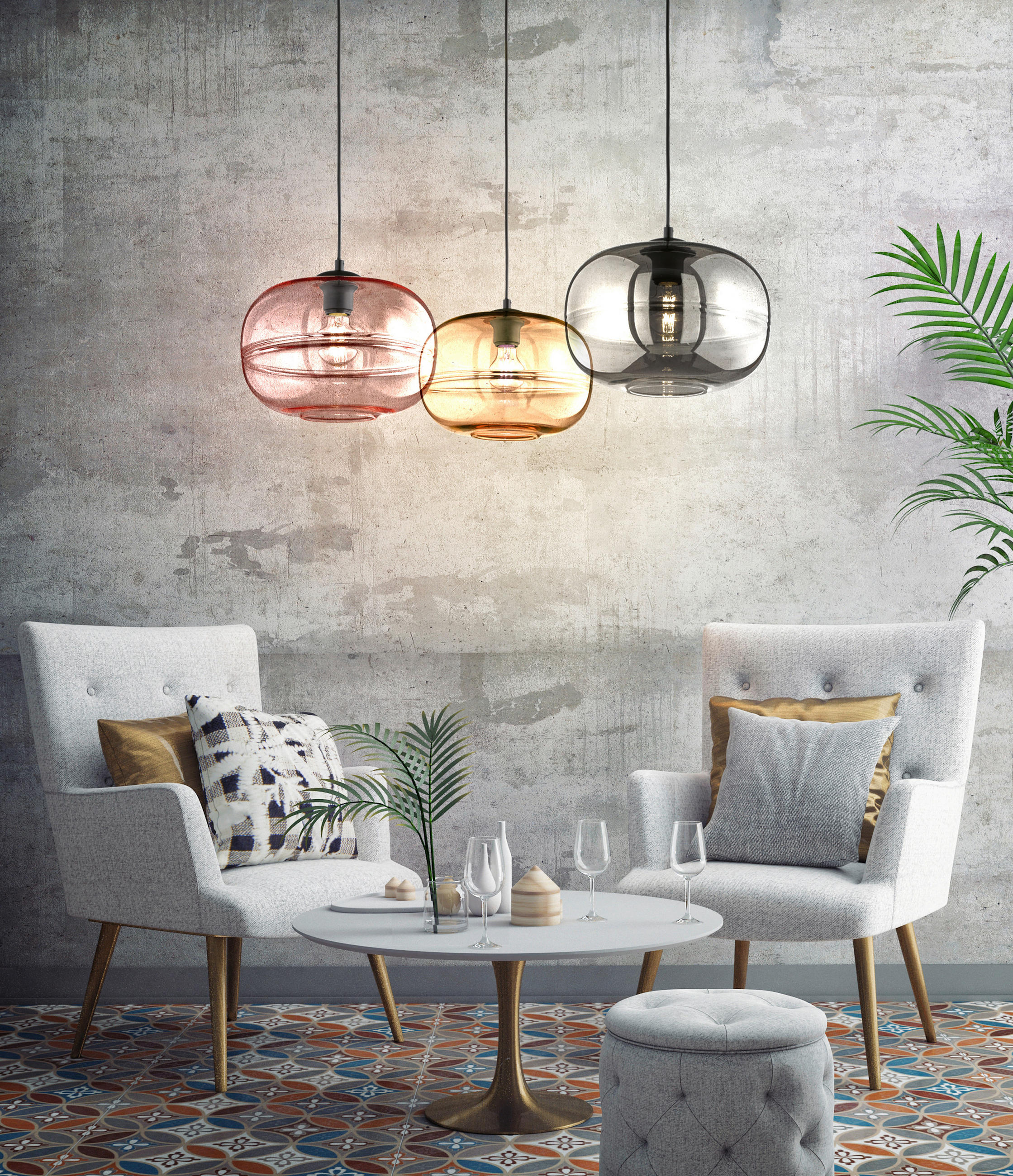 PENDELLEUCHTE 29,50/140 cm    - Schwarz/Grau, Design, Glas/Metall (29,50/140cm) - Fischer & Honsel