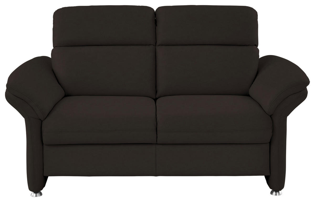2-SITZER-SOFA in Echtleder Dunkelbraun  - Dunkelbraun/Alufarben, Konventionell, Leder/Metall (170/96/92cm) - Beldomo Premium