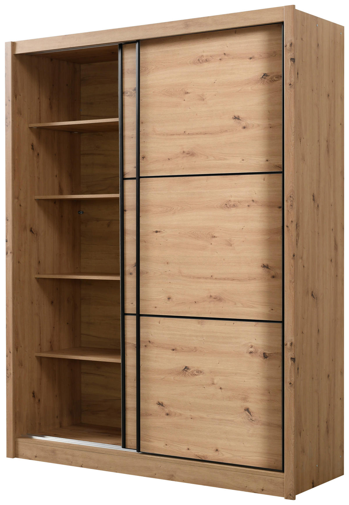 SCHIEBETÜRENSCHRANK 166/215,5/60 cm 2-türig Eiche Artisan  - Schwarz/Eiche Artisan, Basics, Holzwerkstoff/Metall (166/215,5/60cm) - Xora