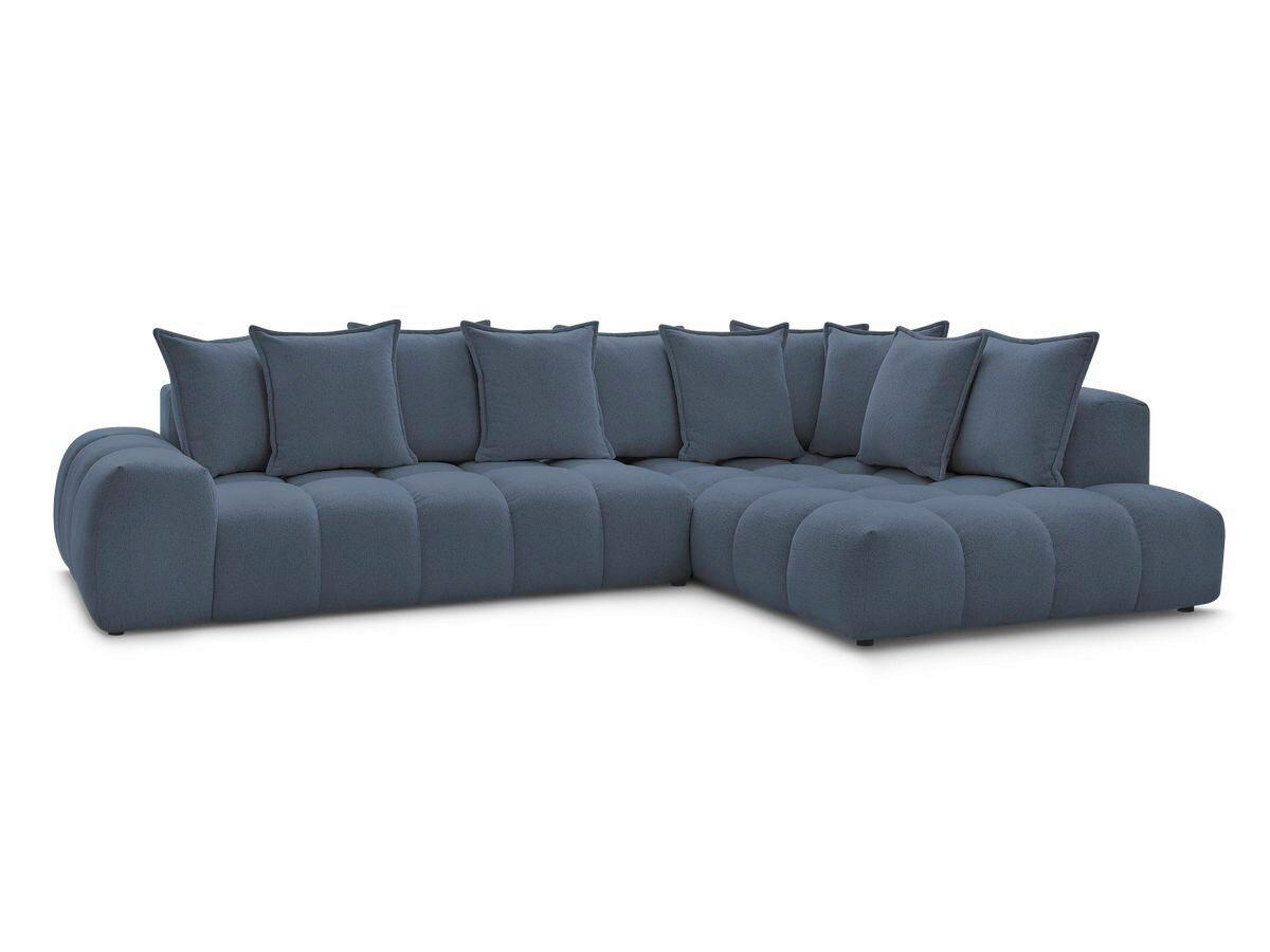 ECKSOFA Ottomane rechts  EVEREST Dunkelblau Flachgewebe  - Schwarz/Dunkelblau, MODERN, Kunststoff/Textil (352/210cm)