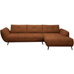 ECKSOFA Dunkelorange Chenille Armlehnenkissen, Rücken echt, Sitztiefenverstellung  - Dunkelorange/Schwarz, KONVENTIONELL, Textil/Metall (313/215cm) - Hom`in