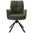 ARMLEHNSTUHL  , Stoffauswahl, Typenauswahl, Sitzfläche 360° drehbar, Gestellauswahl  , Flachgewebe  ,  - Schwarz/Olivgrün, Design, Textil/Metall (60/87/61cm) - Novel