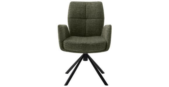 ARMLEHNSTUHL  , Stoffauswahl, Typenauswahl, Sitzfläche 360° drehbar, Gestellauswahl  , Flachgewebe  ,  - Schwarz/Olivgrün, Design, Textil/Metall (60/87/61cm) - Novel