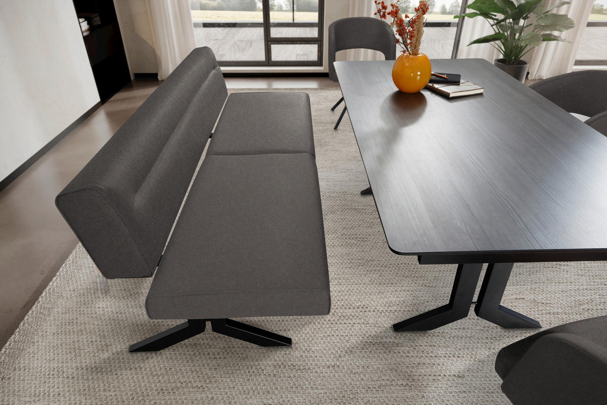 SITZBANK in Metall, Textil Dunkelgrau  - Dunkelgrau/Schwarz, Konventionell, Textil/Metall (220/87/70-86cm) - Moderano