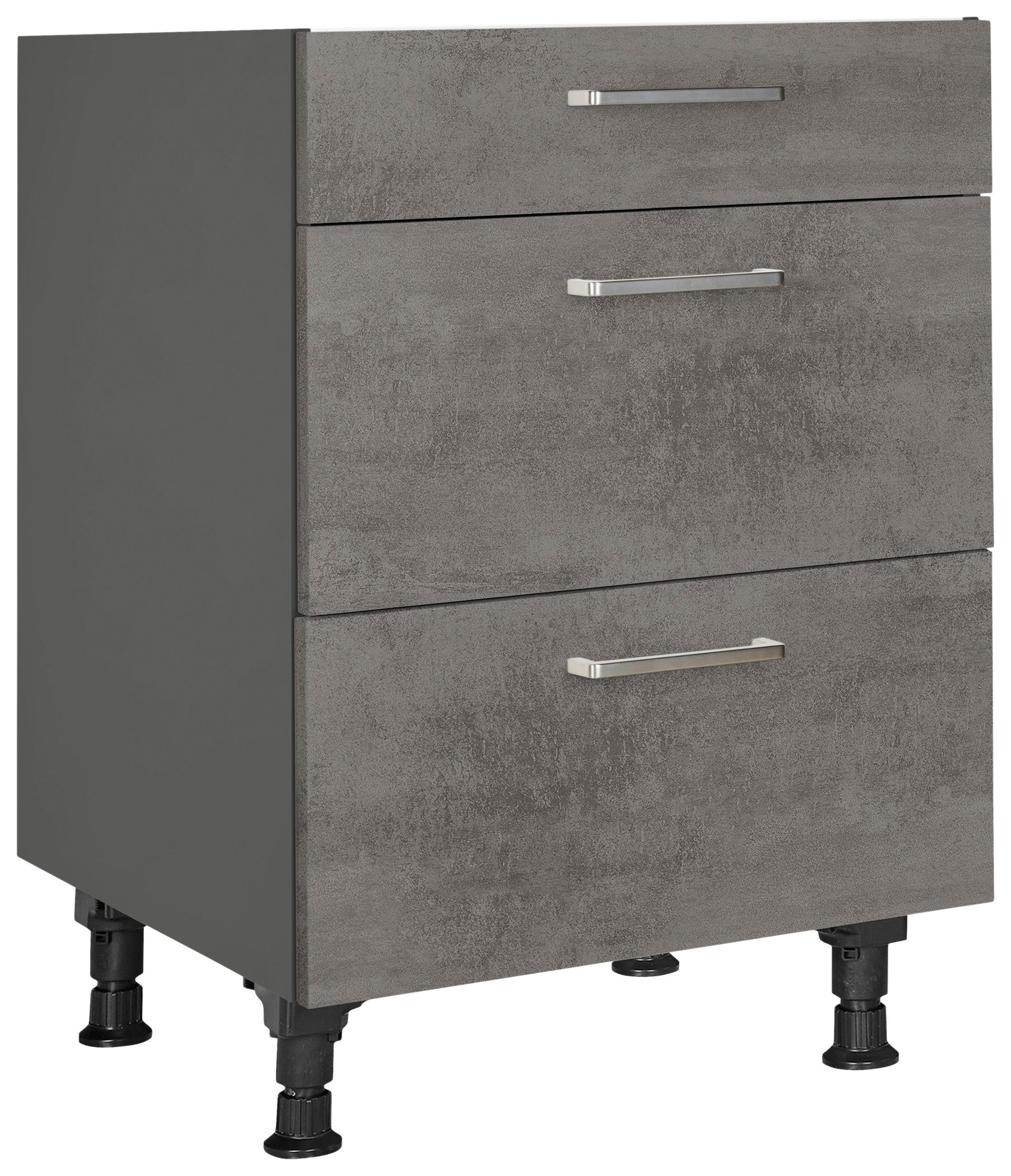 SCHUBKASTENUNTERSCHRANK 60/87/56 cm  in Schieferfarben  - Schieferfarben/Edelstahlfarben, MODERN, Holzwerkstoff/Metall (60/87/56cm) - Nobilia