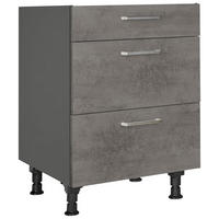 SCHUBKASTENUNTERSCHRANK 60/87/56 cm  in Schieferfarben  - Schieferfarben/Edelstahlfarben, MODERN, Holzwerkstoff/Metall (60/87/56cm) - Nobilia