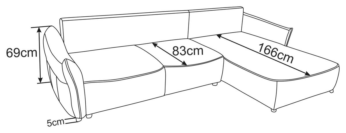 ECKSOFA Braun Webstoff Rückenkissen, Bettkasten, Schlaffunktion, Rücken echt, Liegefläche im Originalstoff  - Schwarz/Braun, KONVENTIONELL, Kunststoff/Textil (306/179cm) - Milino