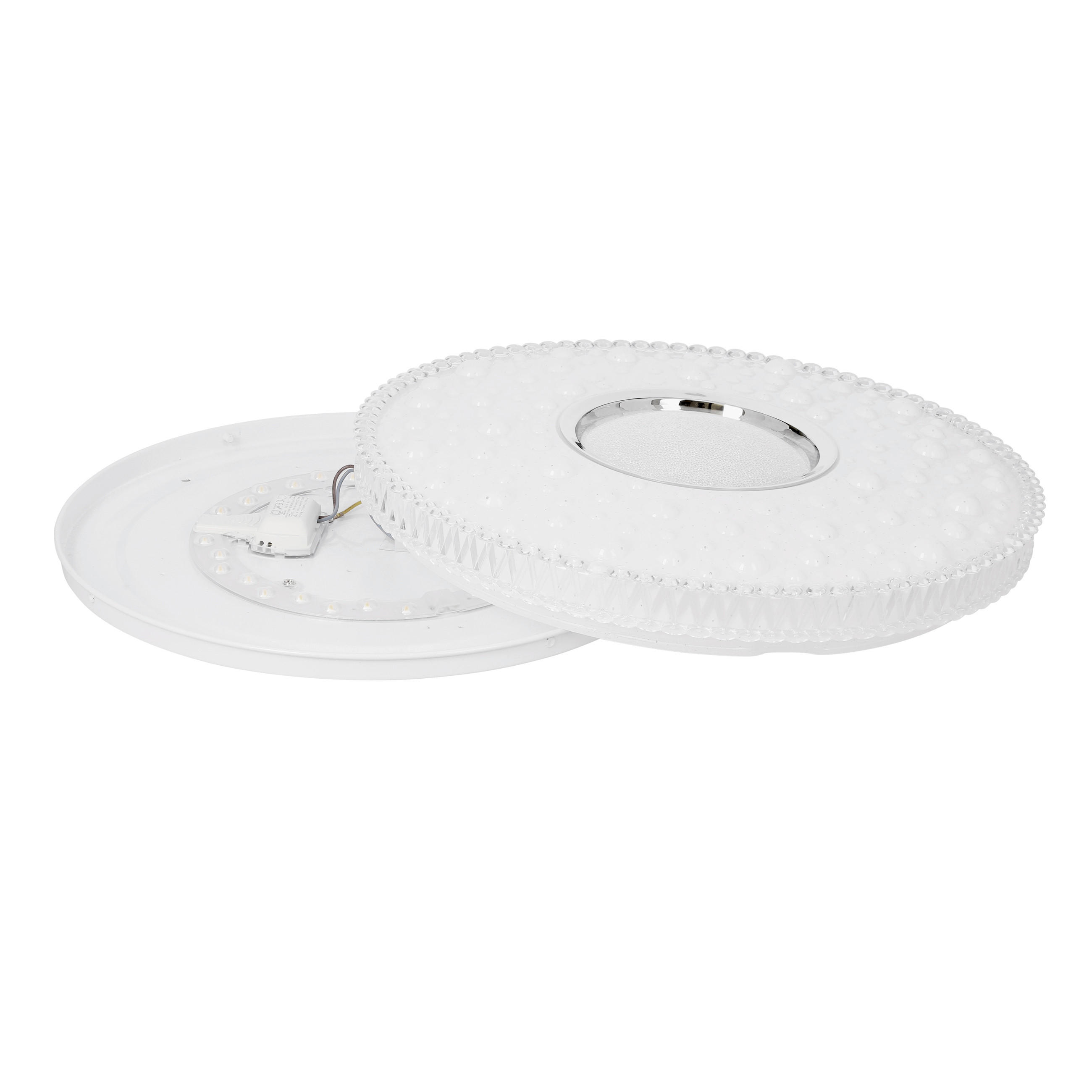 LED-TAKLAMPA Bubbles 38/38/7 cm  - vit/kromfärg, Klassisk, metall/plast (38/38/7cm)