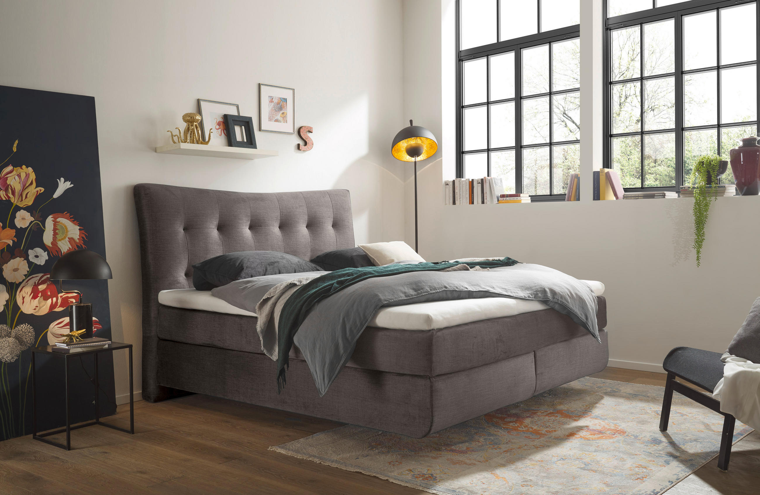 BOXSPRINGBETT 180/200 cm  in Braun  - Schwarz/Braun, Basics, Holzwerkstoff/Kunststoff (180/200cm) - Esposa