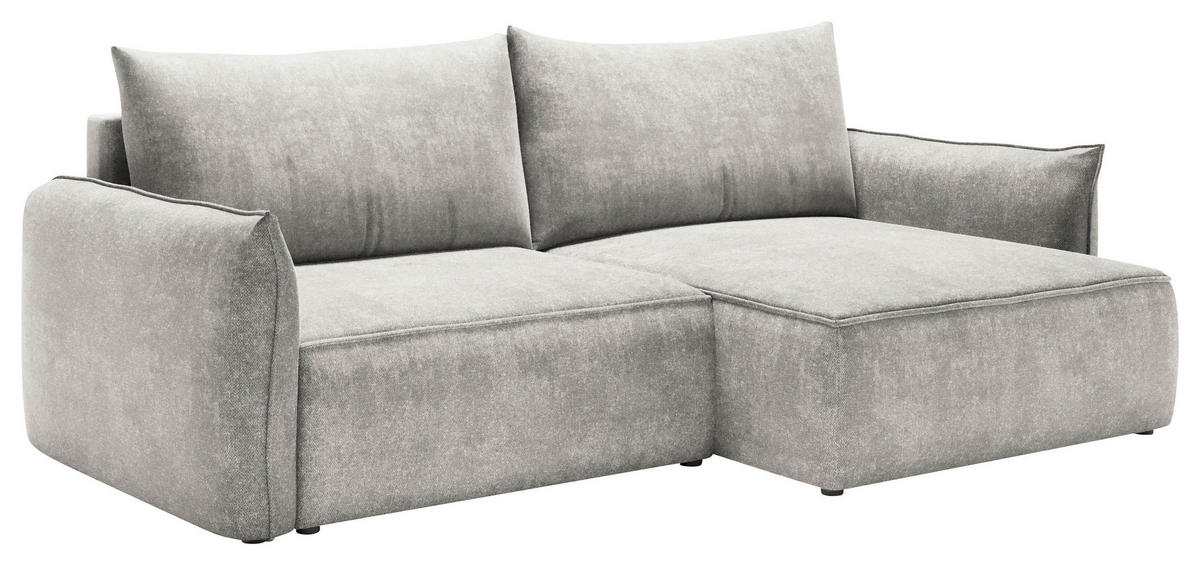 ECKSOFA Beige Struktur Rückenkissen, Bettkasten, Schlaffunktion, Rücken echt, Liegefläche im Originalstoff  - Beige/Schwarz, KONVENTIONELL, Kunststoff/Textil (266/148cm) - Milino