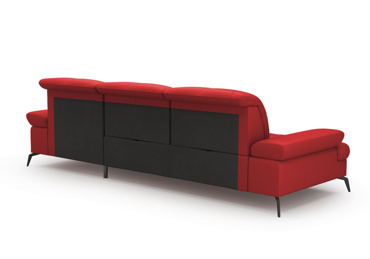 ECKSOFA in Vliesstoff Kombination Echtleder/Stoff Rot  - Rot/Schwarz, Konventionell, Leder/Textil (279/185cm) - Sit & More