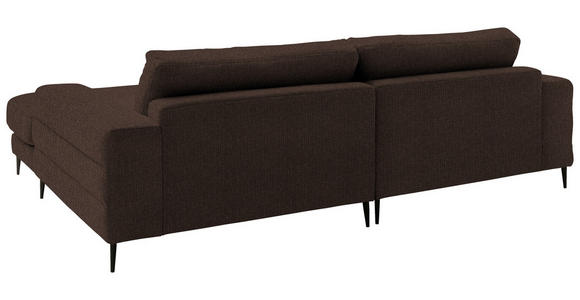 ECKSOFA  in Flachgewebe Dunkelbraun  253/177 cm  - Dunkelbraun/Schwarz, Design, Textil/Metall (253/177cm) - Dieter Knoll