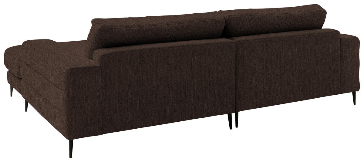 ECKSOFA in Flachgewebe Dunkelbraun  - Dunkelbraun/Schwarz, Design, Textil/Metall (253/177cm) - Dieter Knoll