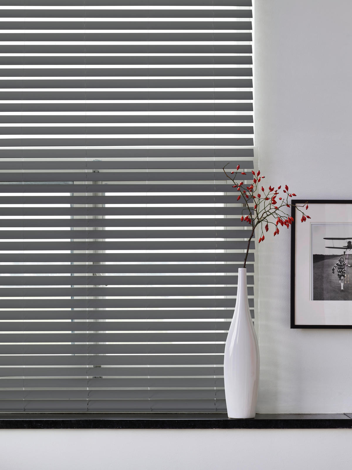 Jalousie 50mm in Holzoptik  - Anthrazit, Design, Kunststoff (105/240cm)