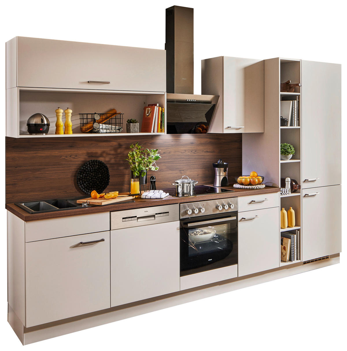 BUCĂTĂRIE STANDARD  - galben/alb, Design, material pe bază de lemn (320cm) - Celina