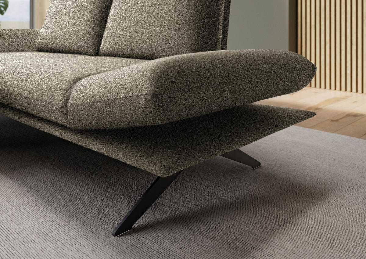 ECKSOFA  in Flachgewebe Hellbraun  155/234 cm  - Hellbraun/Schwarz, Design, Textil/Metall (155/234cm) - Dieter Knoll