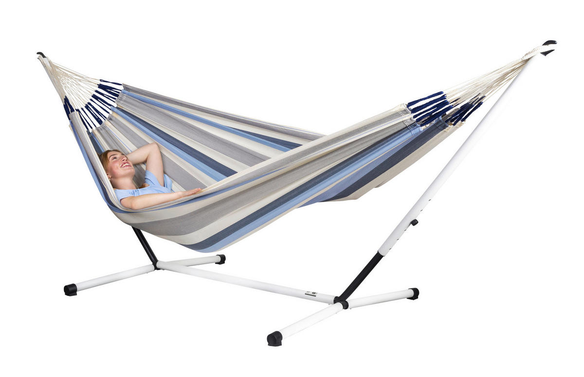 HÄNGEMATTE double outdoor  - Blau/Weiß, KONVENTIONELL, Textil (160/350cm) - La Siesta