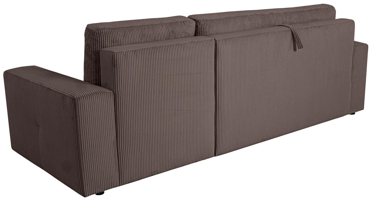 ECKSCHLAFSOFA  mit Cord Mokka  - Schwarz/Mokka, KONVENTIONELL, Textil (248/146cm) - Xora