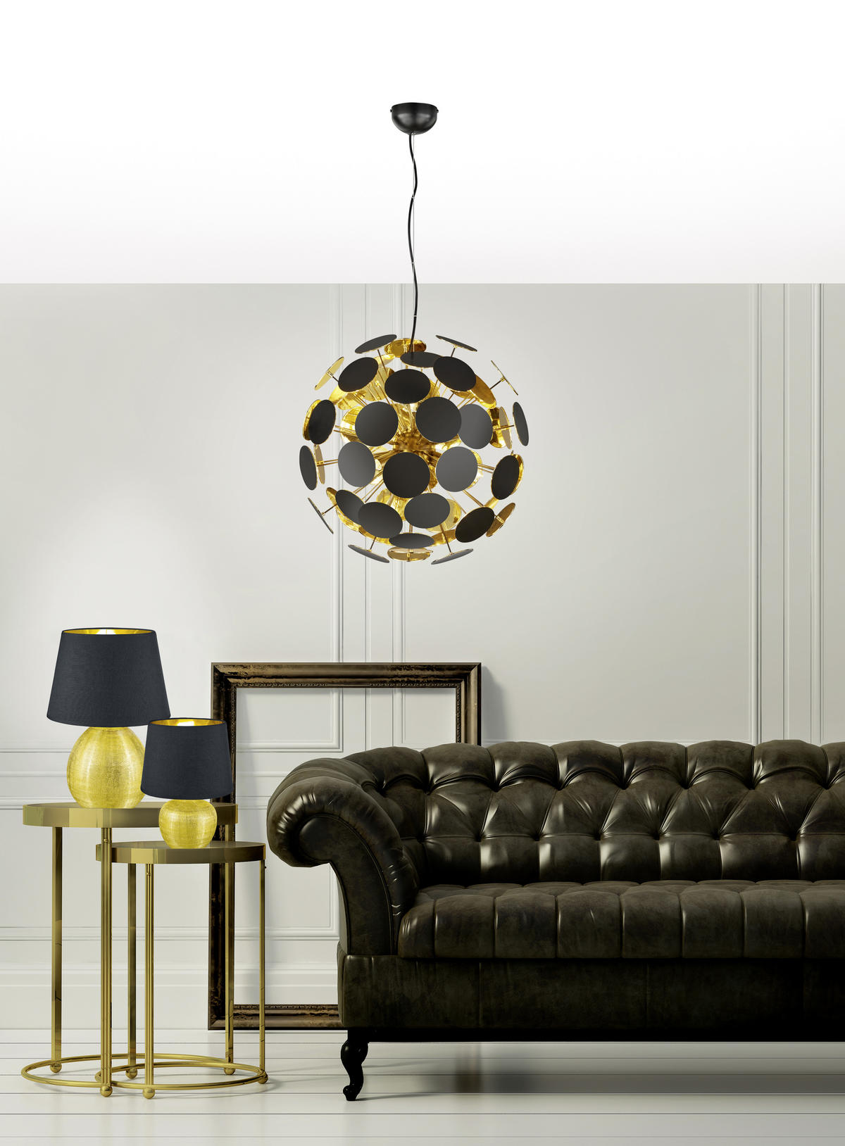 HÄNGELEUCHTE 54,0/150,0 cm   - Goldfarben/Schwarz, Design, Kunststoff/Metall (54,0/150,0cm) - Trio Leuchten